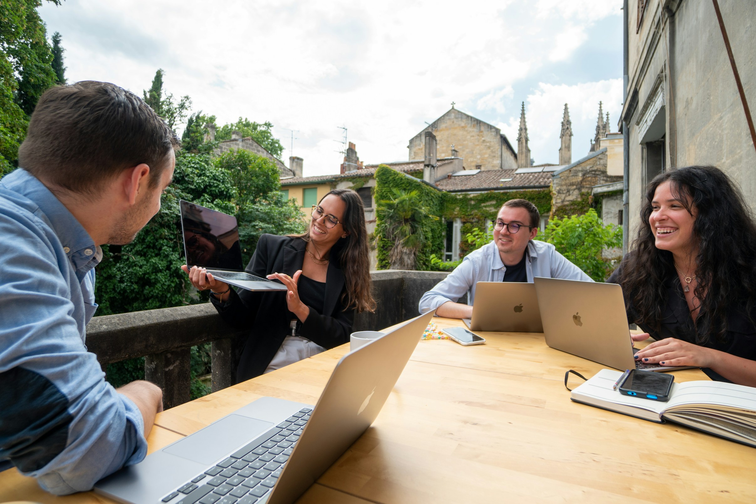 Professionals collaborating around a table